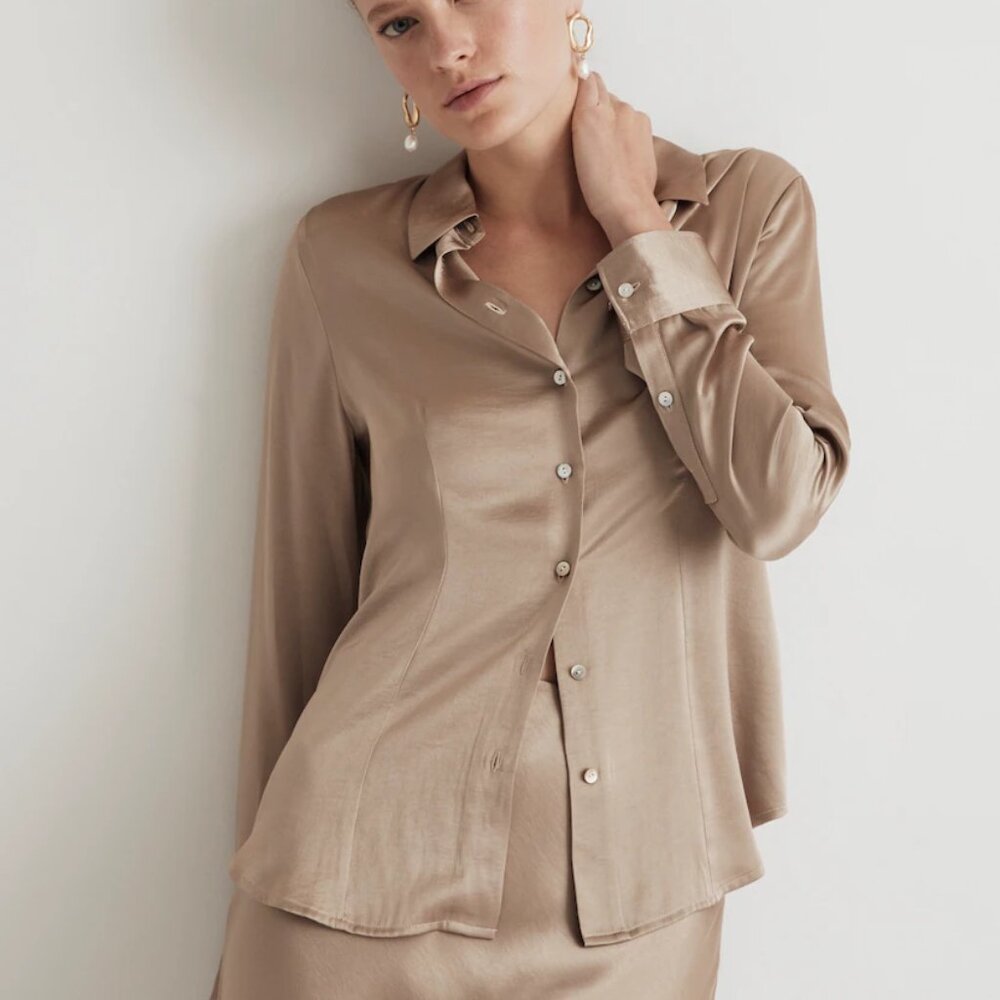 Madewell  DARTED SATIN BUTTON-UP SHIRT/NWT/16
